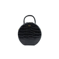 Personalised Black Monogrammed Croc Effect Vegan Leather Cross Body Bag