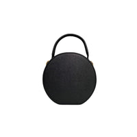 Personalised Round Cross Body Bag - Black Saffiano Vegan Leather