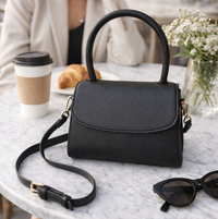 Mini Cross Body Bag - Black Saffiano Vegan Leather - Heavily Discounted due to No Personalisation