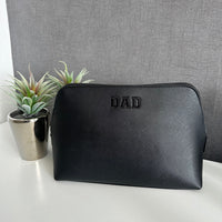 Personalised Toiletry Bag - Black Vegan Leather