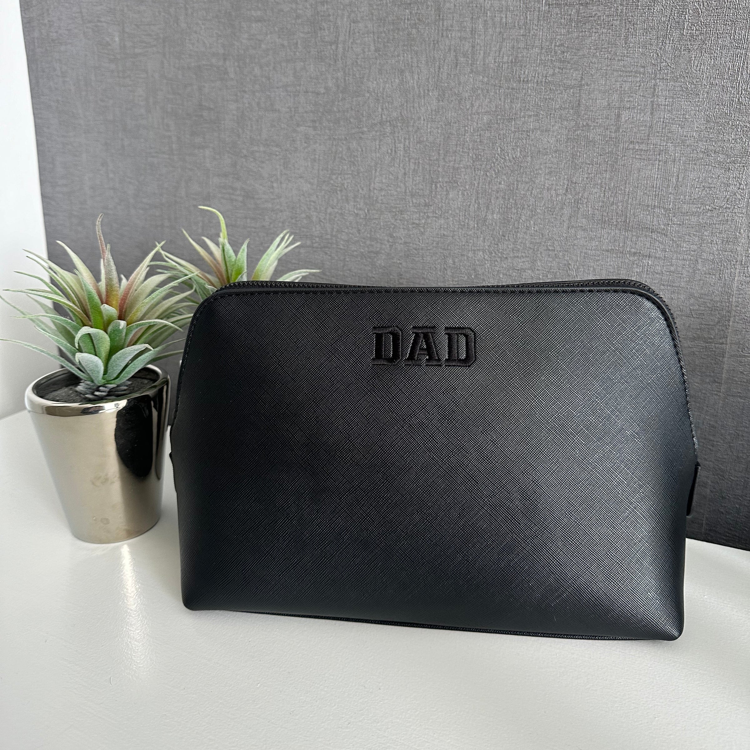 Personalised Toiletry Bag - Black Vegan Leather