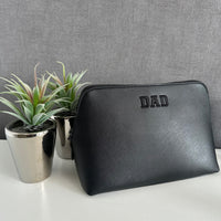 Personalised Toiletry Bag - Black Vegan Leather