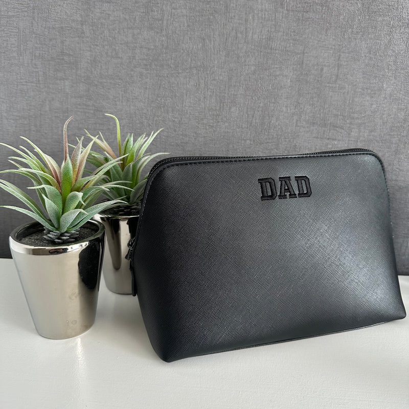 Personalised Toiletry Bag - Black Vegan Leather