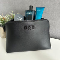 Personalised Toiletry Bag - Black Vegan Leather