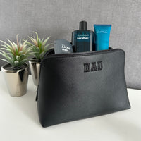 Personalised Toiletry Bag - Black Vegan Leather