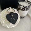 Personalised Mini Heart Keyring - Black Saffiano Leather