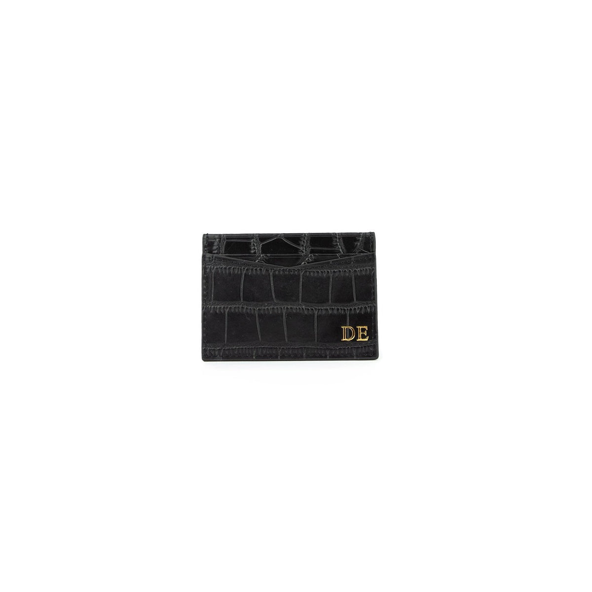 Personalised Black Monogrammed Croc Effect Leather Card Holder
