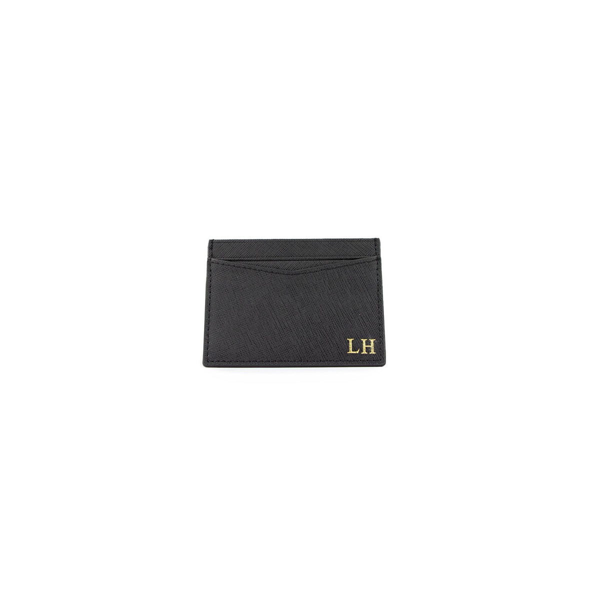 Personalised Black Monogrammed Saffiano Leather Card Holder