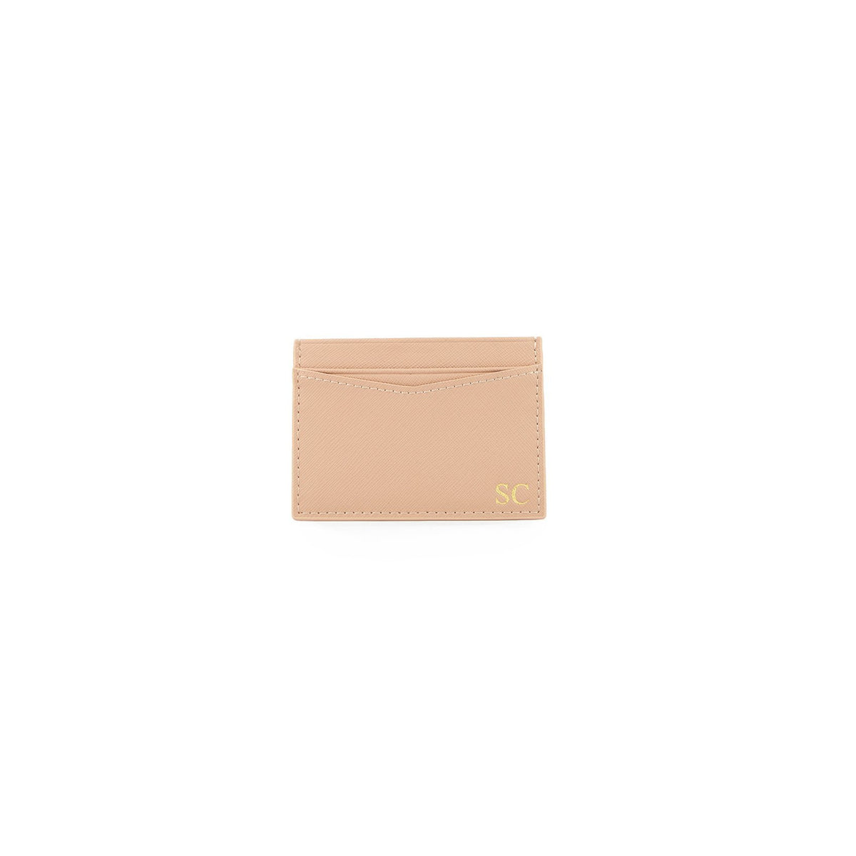 Personalised Nude Monogrammed Saffiano Leather Card Holder