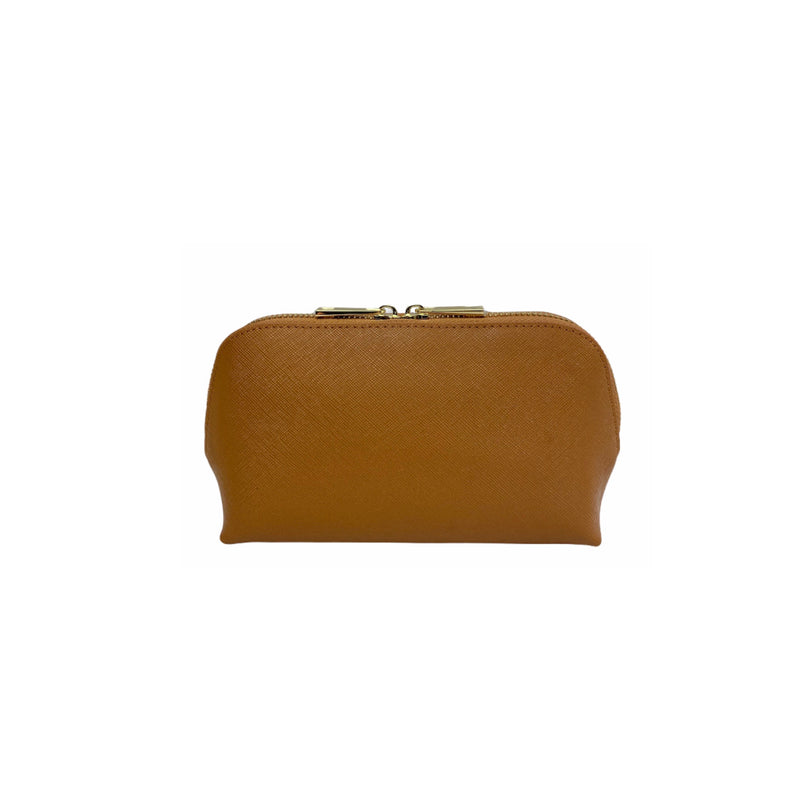 Personalised Cosmetic Bag - Tan Saffiano Leather
