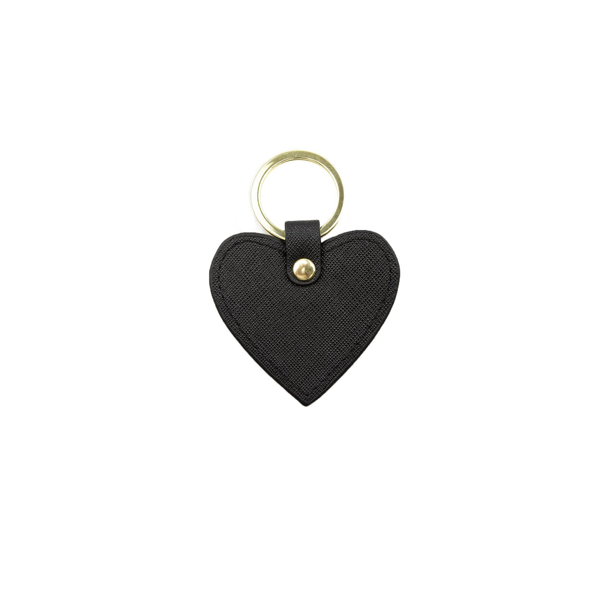 Personalised Heart Keyring - Black Saffiano Leather