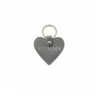 Personalised Grey Monogrammed Saffiano Leather Heart Keyring