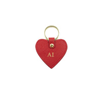 Personalised Red Monogrammed Saffiano Leather Heart Keyring