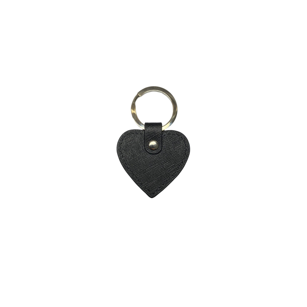 Personalised Mini Heart Keyring - Black Saffiano Leather