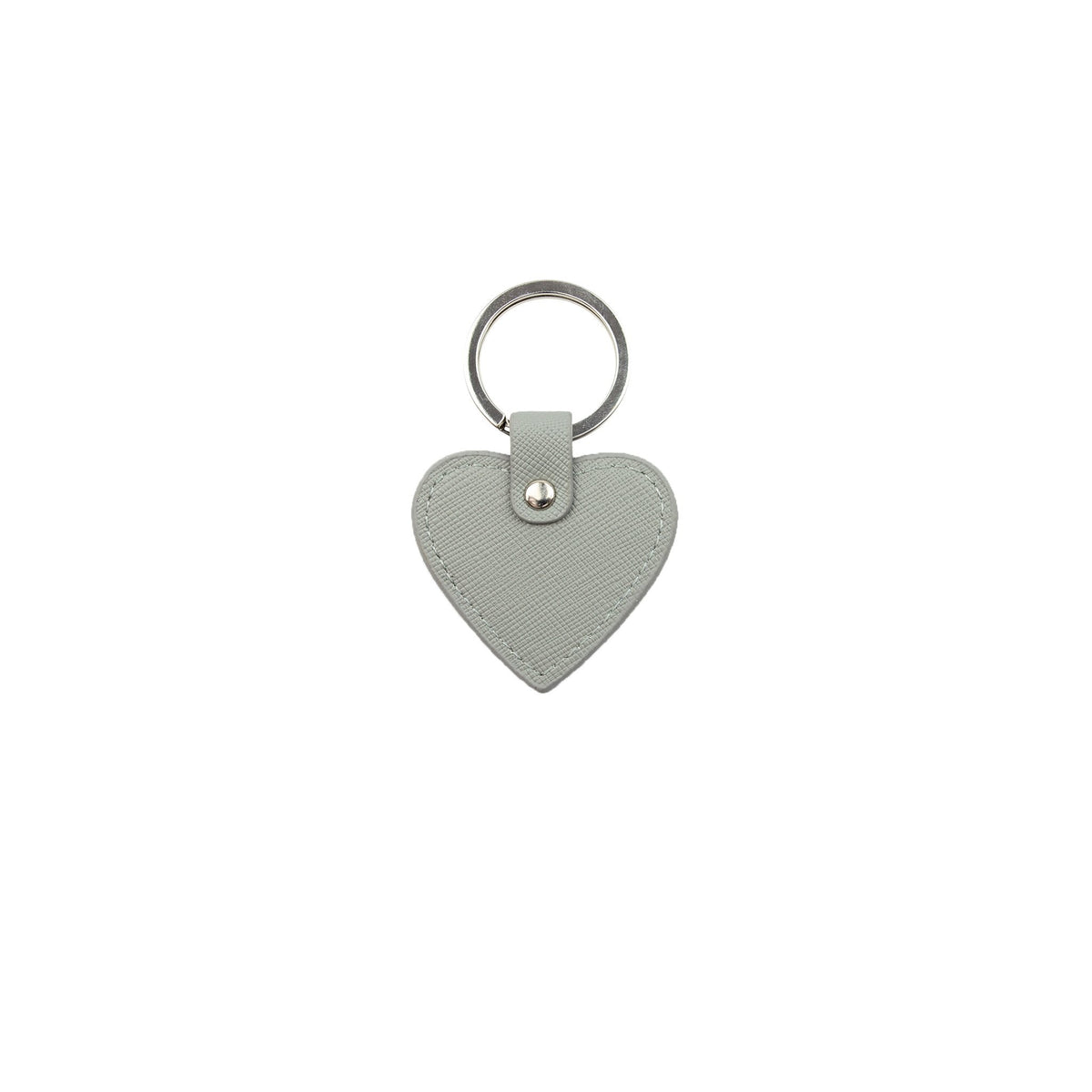 Personalised Mini Heart Keyring - Grey Saffiano Leather