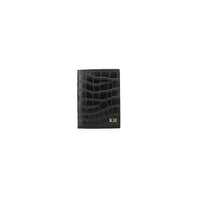 Personalised Black Monogrammed Croc Effect Leather Passport Cover