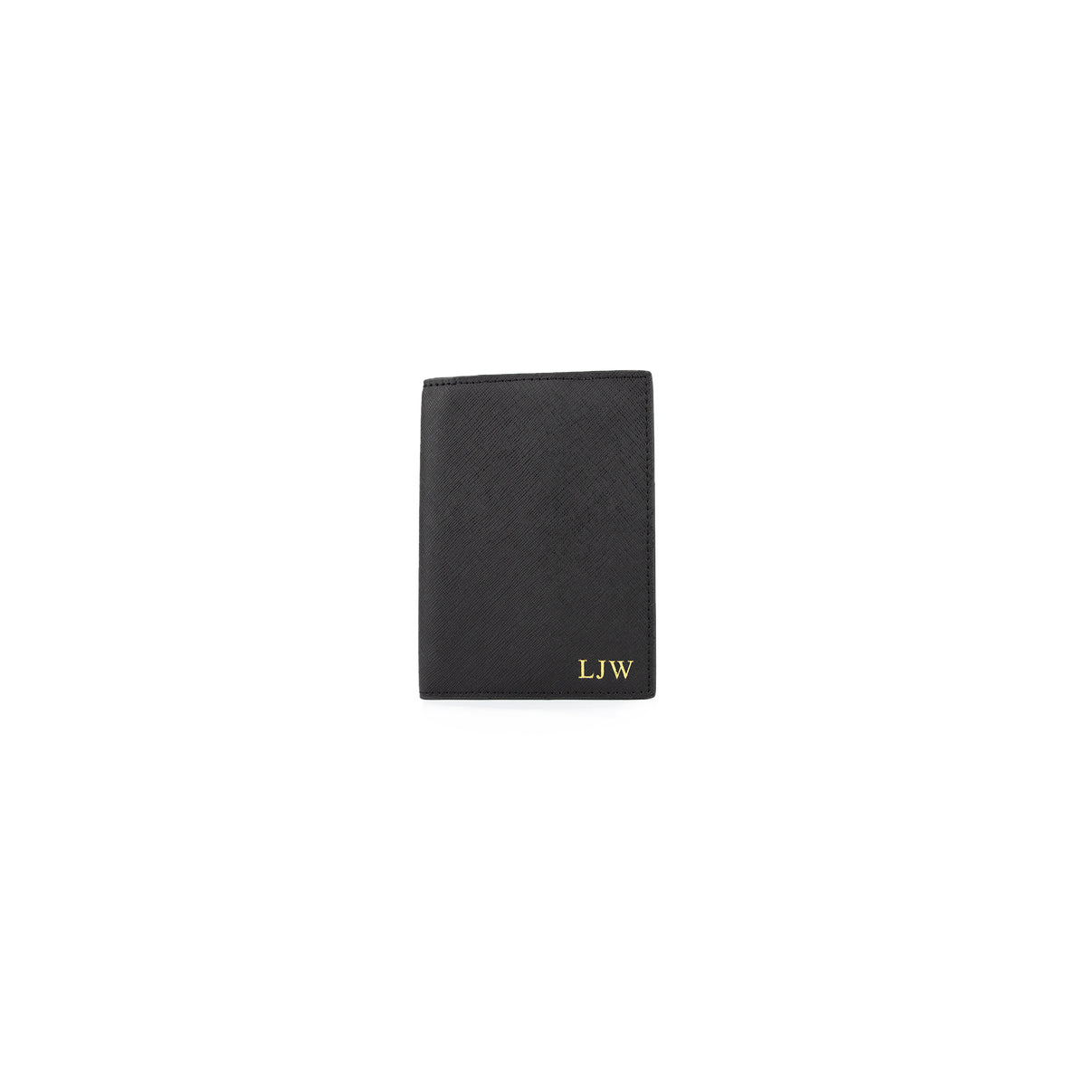 Personalised Black Monogrammed Saffiano Leather Passport Cover
