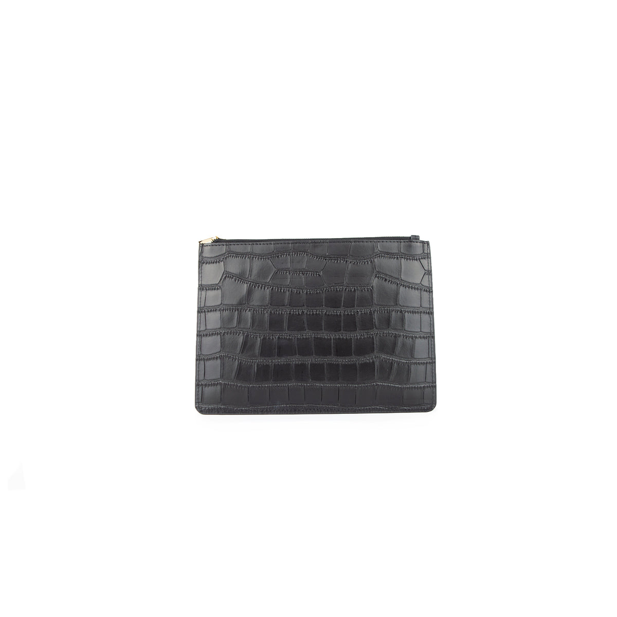Personalised Pouch - Black Croc Leather