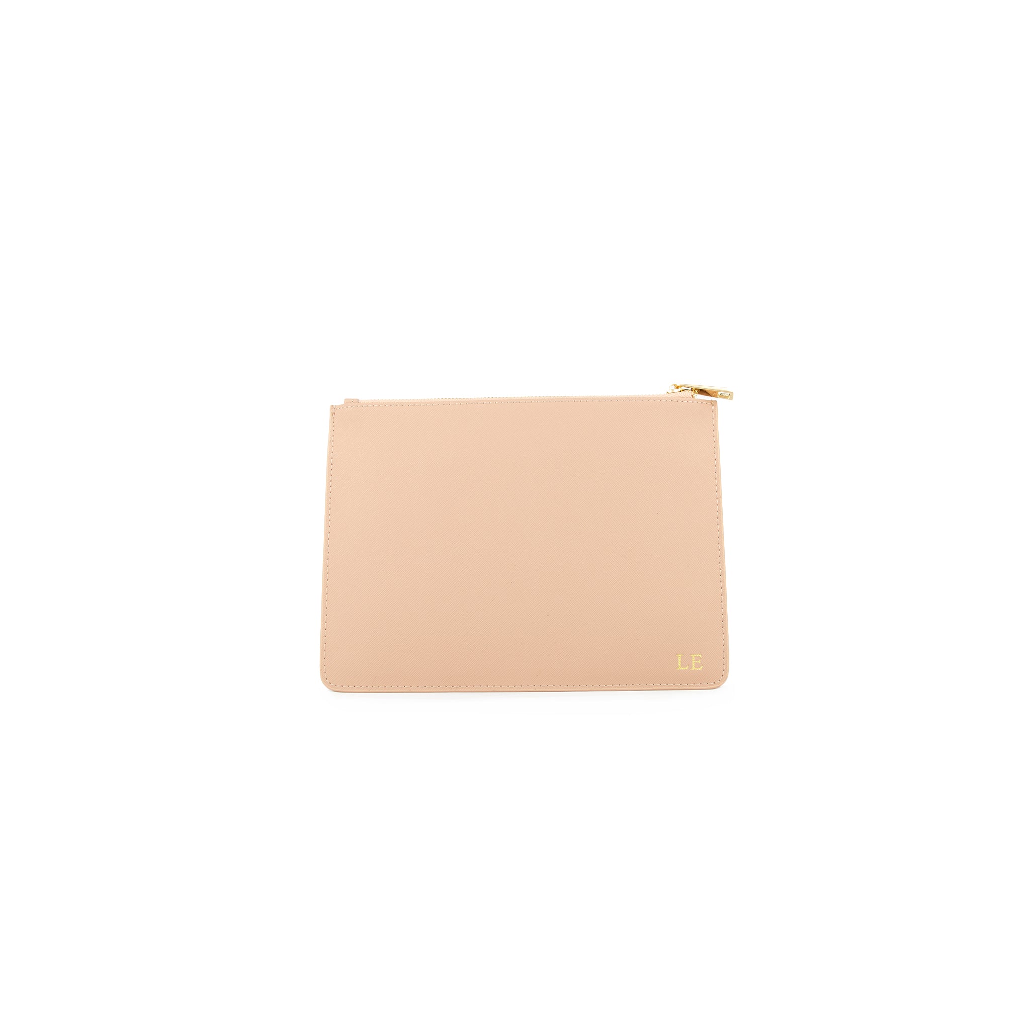 Personalised Nude Monogrammed Saffiano Leather Pouch