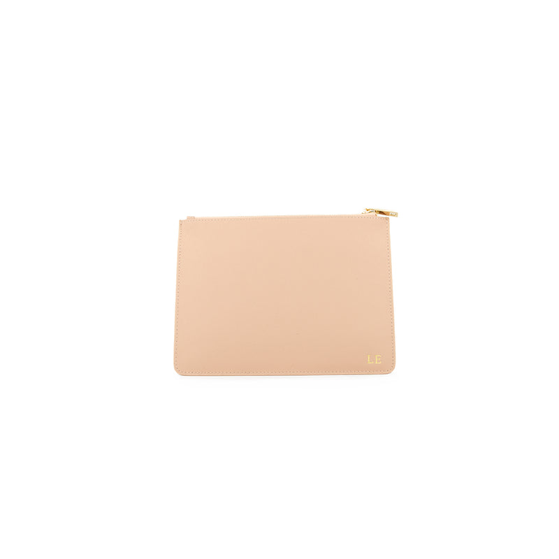 Personalised Nude Monogrammed Saffiano Leather Pouch