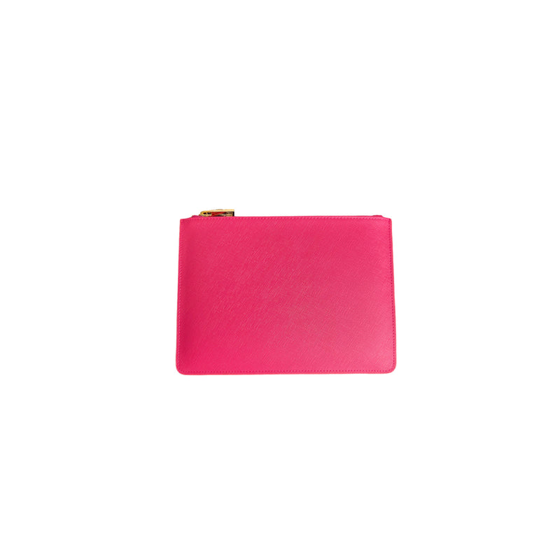 Personalised Pouch - Pink Saffiano Leather