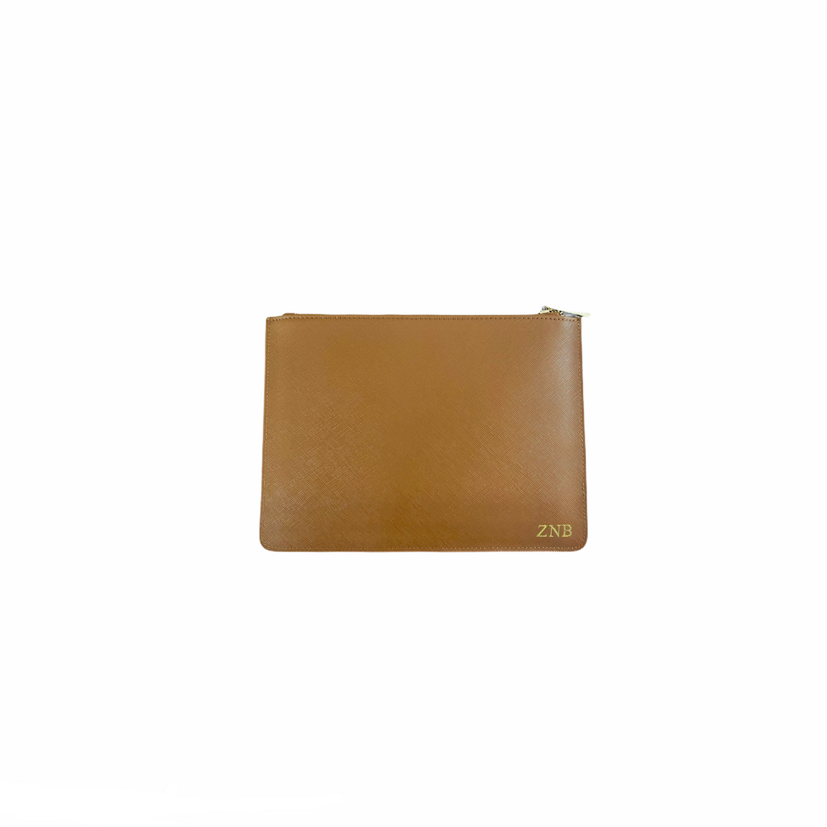 Personalised Tan Monogrammed Saffiano Leather Pouch