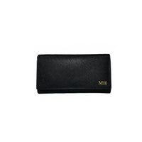 Personalised Black Monogrammed Saffiano Leather Purse
