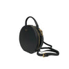 Personalised Round Cross Body Bag - Black Saffiano Vegan Leather