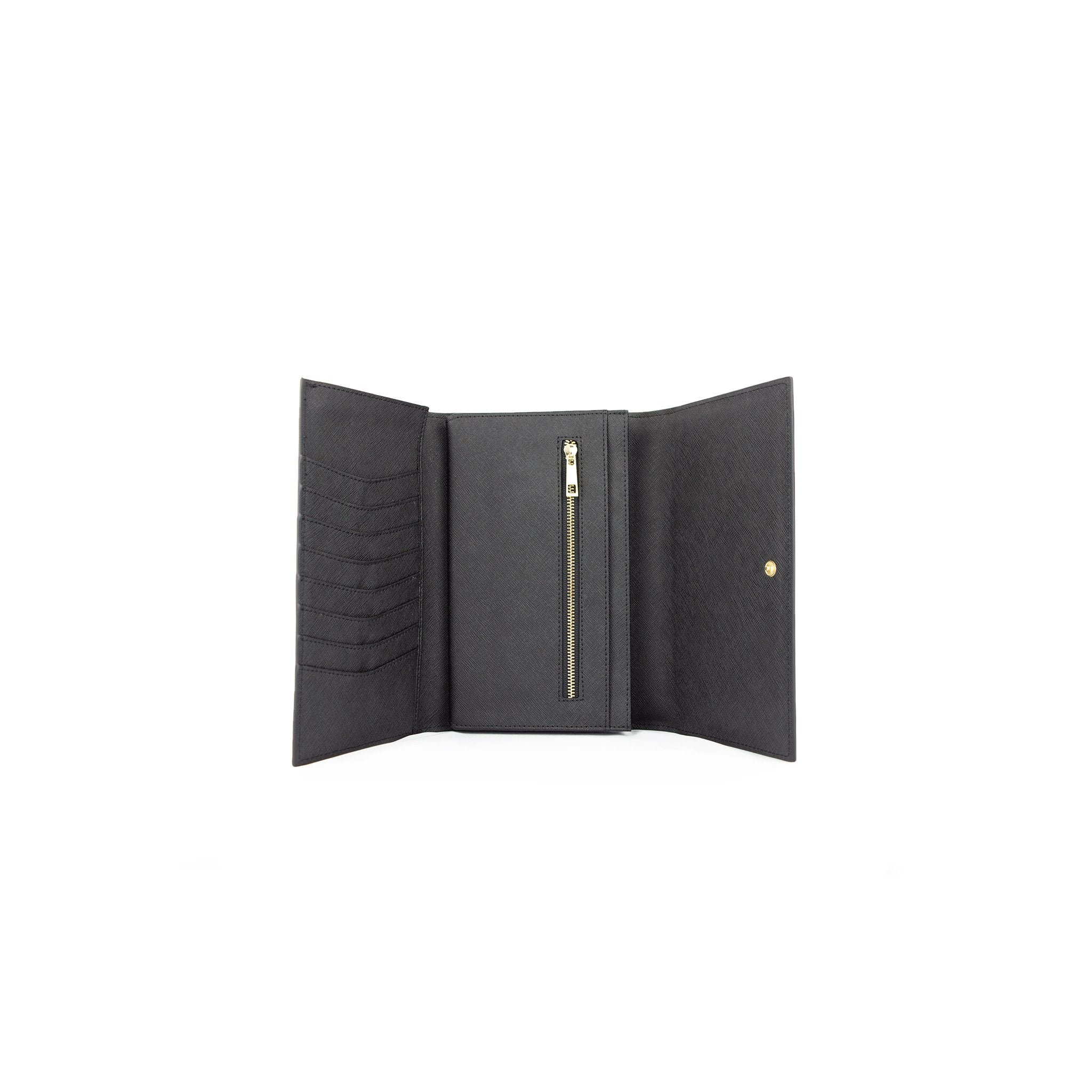 Personalised Wallet Clutch - Black Saffiano Leather